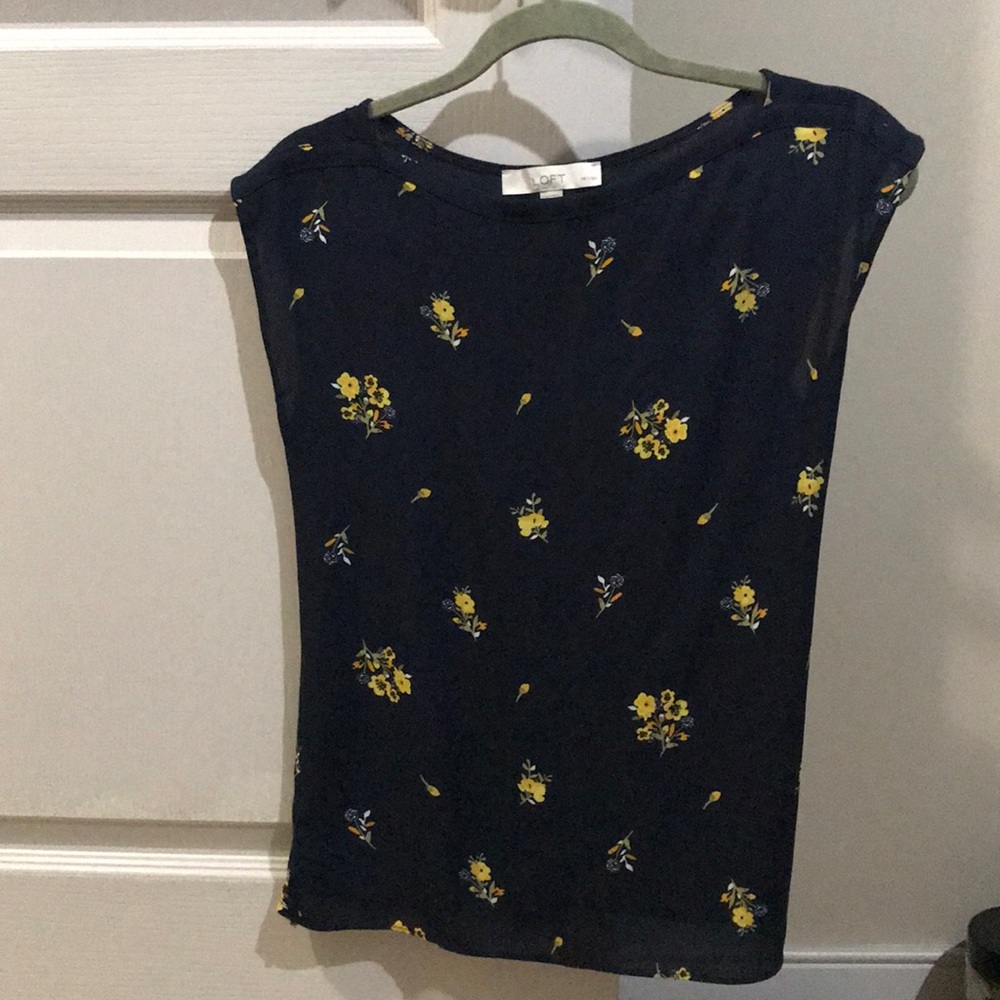 Loft mixed media sleeveless blouse